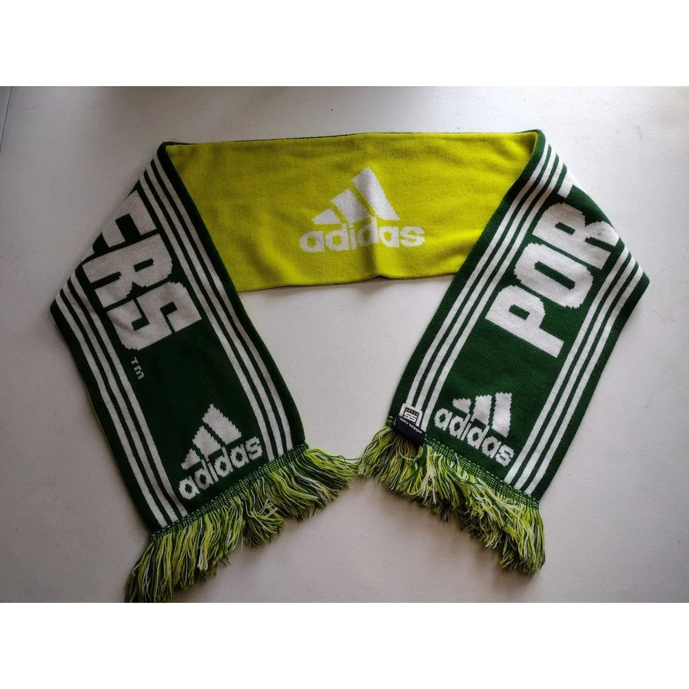 Adidas MLS Portland Timbers Reversible Knit Scarf With Fringe 8x56